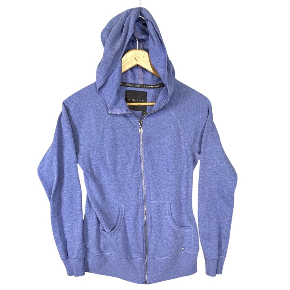 Victorias Secret Angel VS‎ Full Zip Hoodie Purple Heathered Graphic Back Small